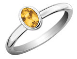 2/5 Carat (ctw) Solitaire Oval Citrine Ring in Sterling Silver